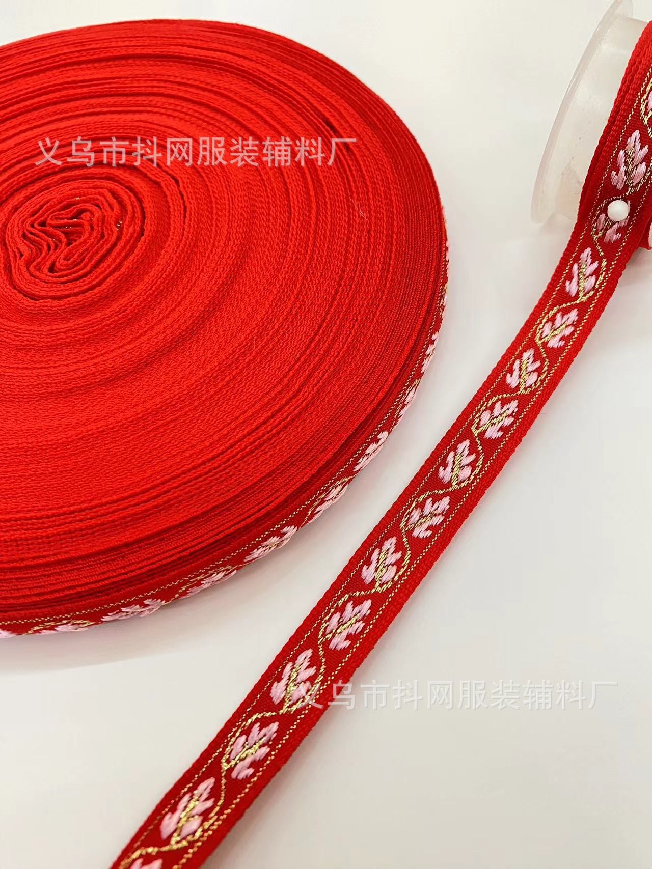1.0-1.7厘米大红色中国风喜庆织带蝴蝶结少数民族服装辅料批发详情58