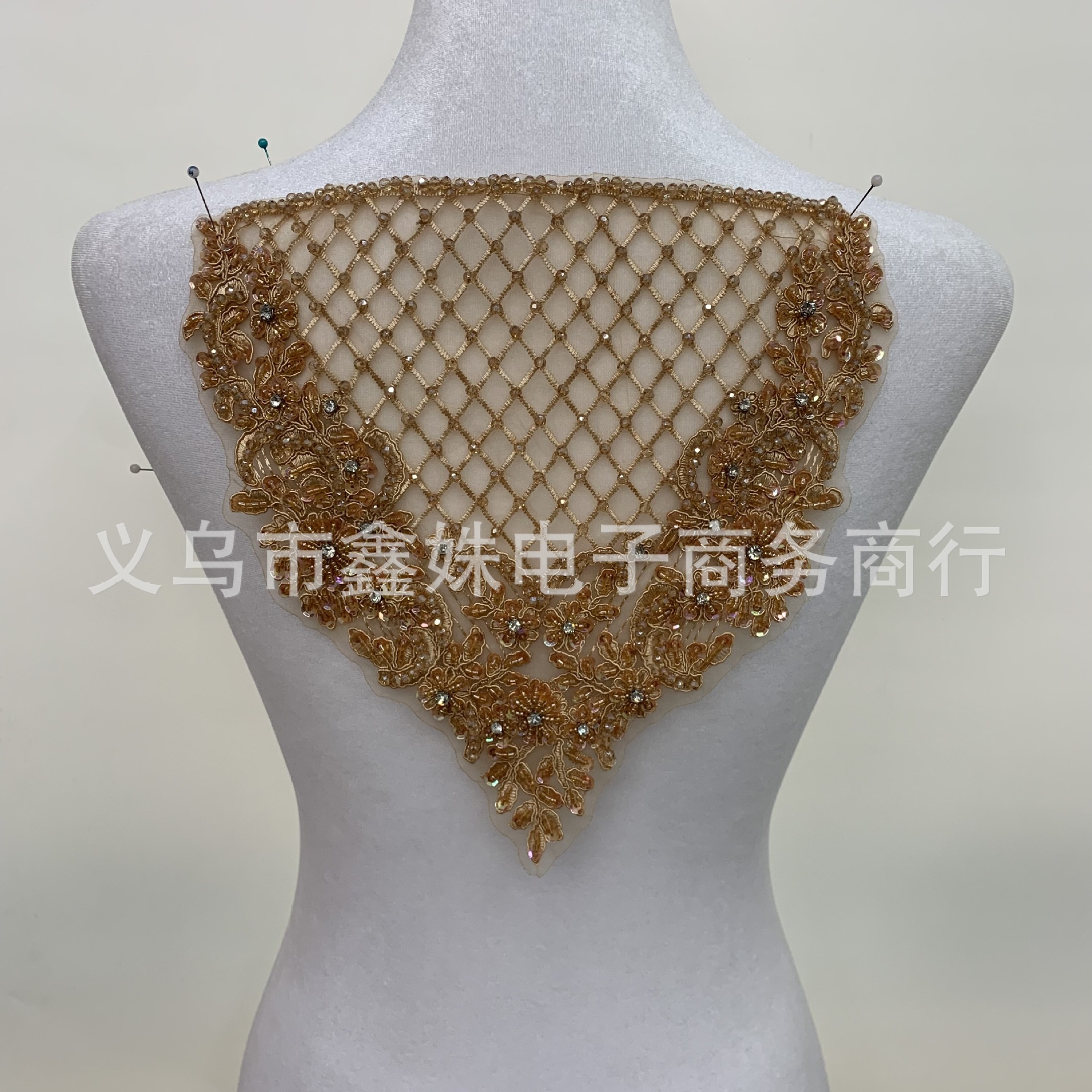 Heavy hand-sewn, beaded, diamond-encrusted, embroidered embroidered clothing accessories for wedding dresses and evening gowns pic 1