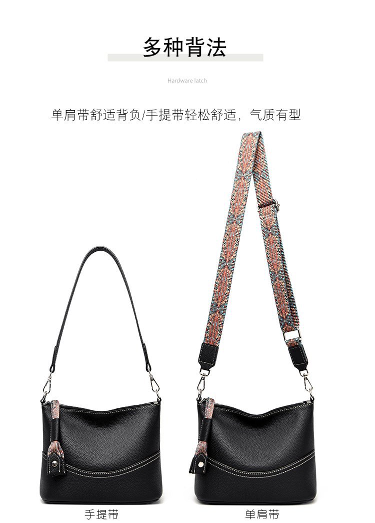 真皮流浪包女包头层牛皮包街拍新款潮时尚百搭三层软皮单肩斜挎包详情4