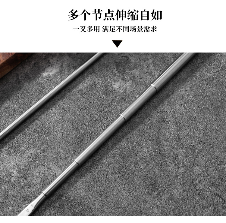 工厂现货不锈钢伸缩西餐叉勺便携餐具餐桌户外露营叉勺超长餐叉详情6