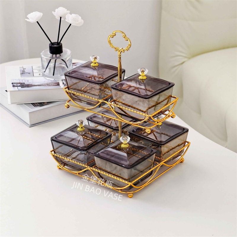 轻奢高颜值玻璃果盘商用水果拼盘家用创意分格干果盒小吃零食盘详情43