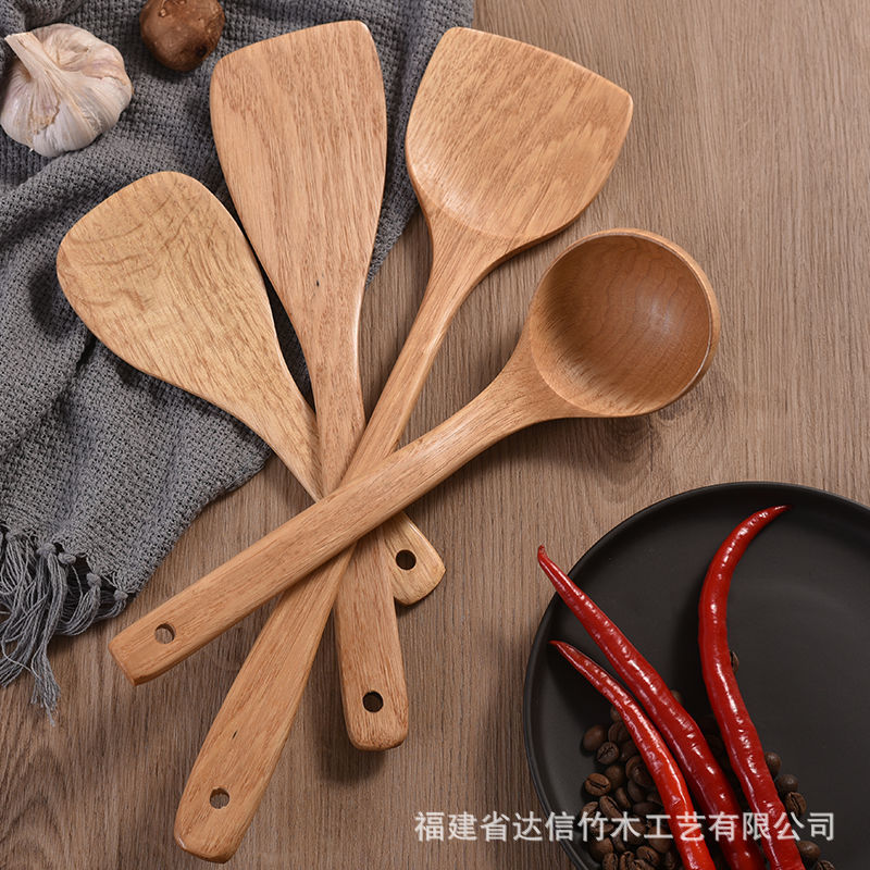 Wooden spatula, non-stick cooking spatula for household use, wooden kitchenware, anti-scalding and non-damaging to the pot, Komu long-handled spatula manufacturer pic 2