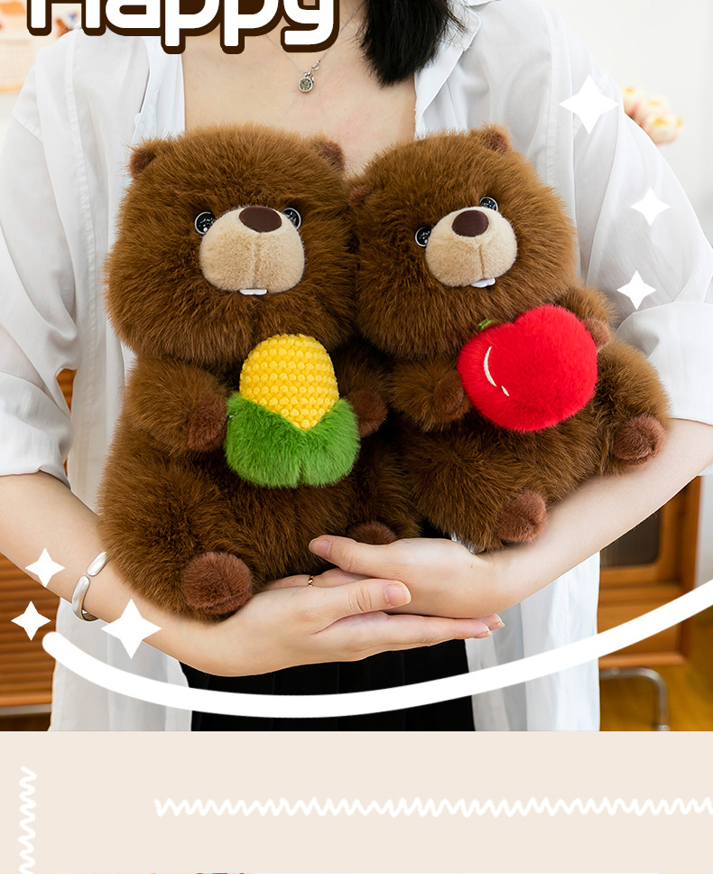 New cute corn-hugging foodie Groundhog plush toy, a cute groundhog sleeping doll gift pic 5