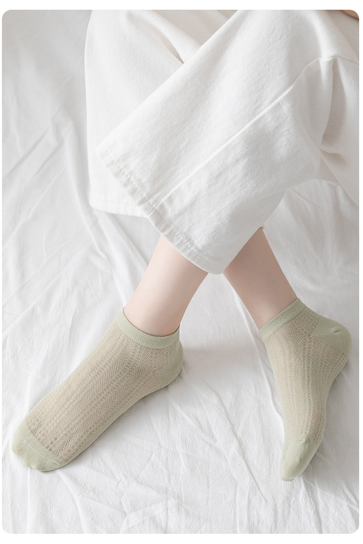 诸暨袜子女春夏季薄款纯色短筒袜纯棉无骨网眼透气吸汗百搭隐形袜详情17
