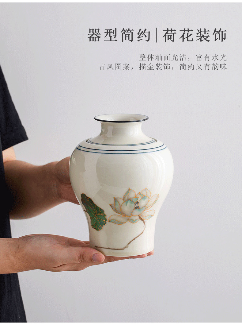 国风雅致精美手提布包茶叶罐礼盒空盒绿茶白茶龙井陶瓷密封罐陶罐详情13