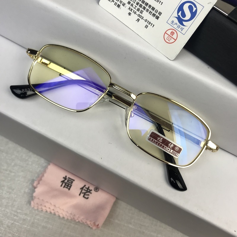 水晶玻璃老花镜男耐磨高清防蓝光眼镜老人100/200度防辐射代发详情11