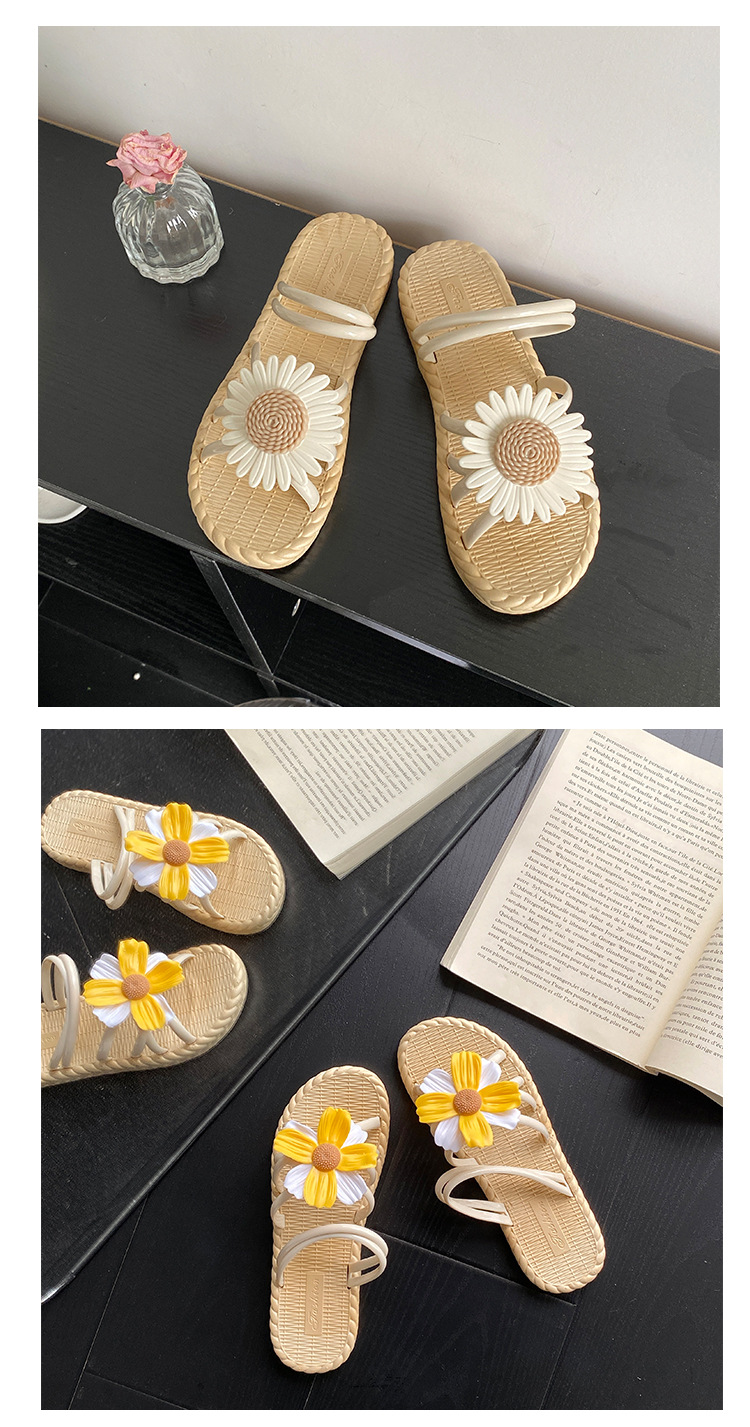 新款时尚花朵女鞋夏季草编拖鞋民族风罗马鞋沙滩一字拖两穿鞋凉鞋详情14