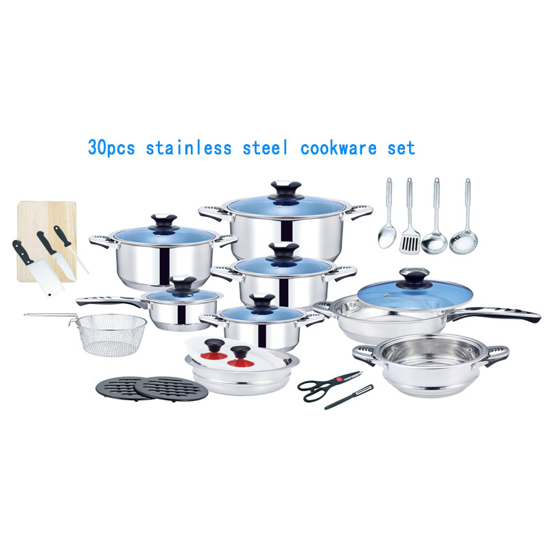 不锈钢30件套装锅cookwareset汤锅加厚锅具厨具出口工厂直供详情2