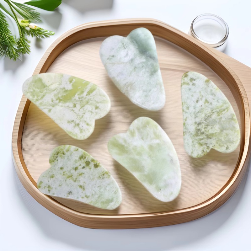 翠绿玉石刮痧板脸部颈部全身按摩刮痧居家日用美容护肤按摩工具详情12