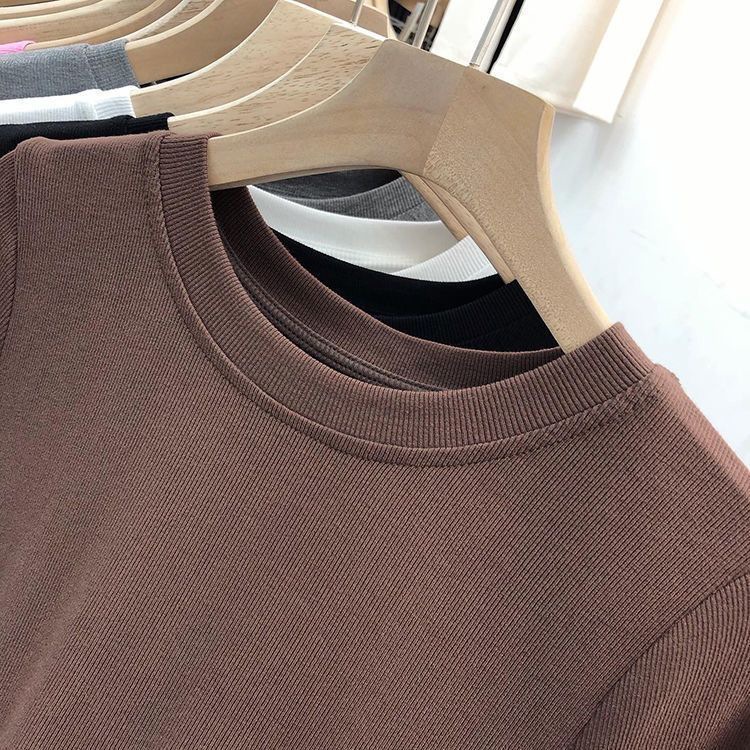 纯色面膜T恤女短袖2024年夏季新款法式修身显瘦设计感打底衫上衣详情10