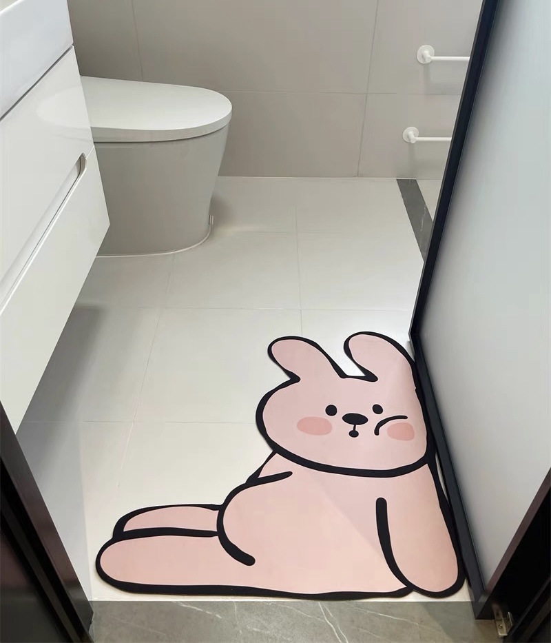 兔子小熊可爱卡通浴室地垫硅藻泥吸水脚垫易打理速干卫生间门口垫详情1