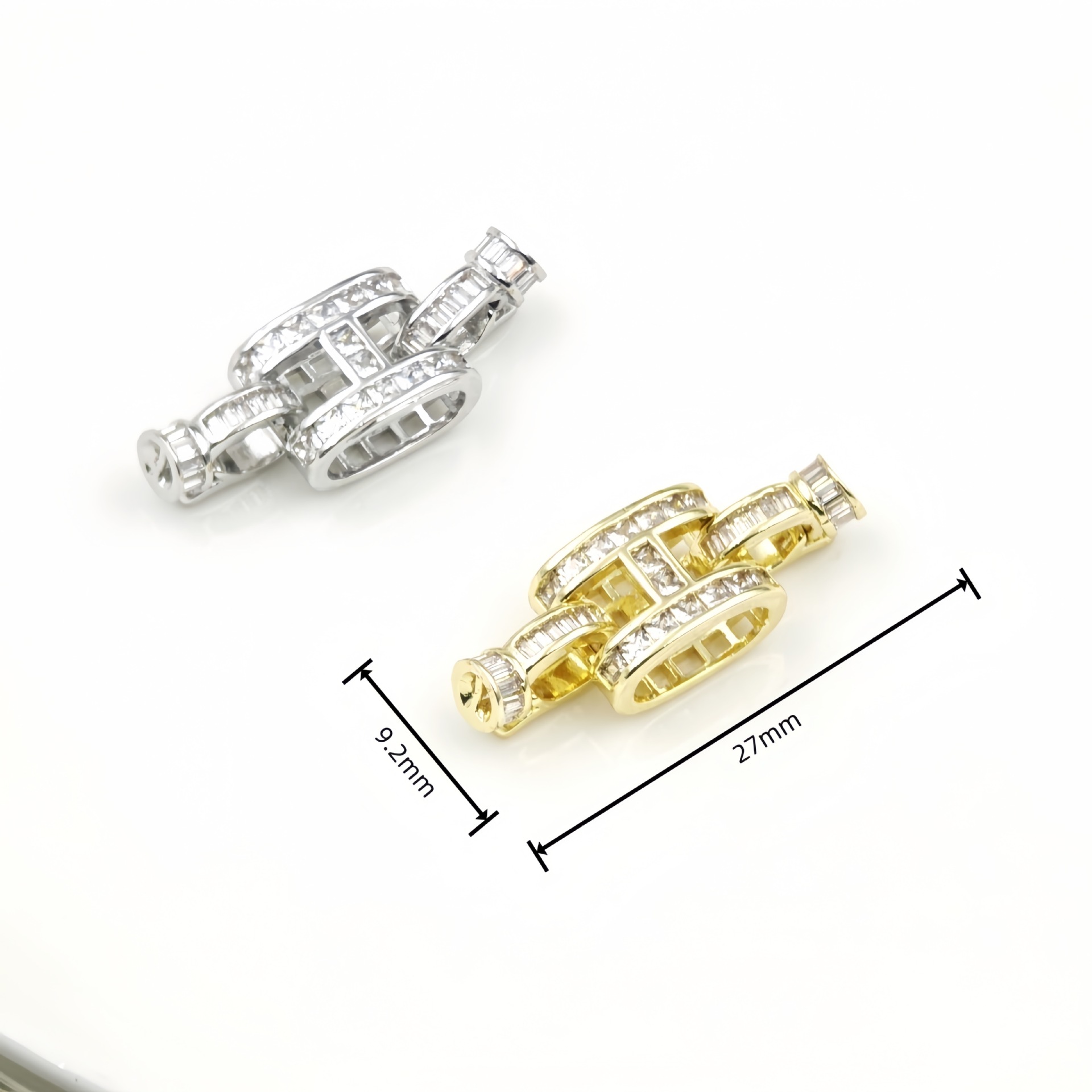 Micro-inlaid T-shaped zircon 18K gold-plated color retention double-ring pearl buckle bracelet, sweater necklace, camellia diy accessory matching pic 10