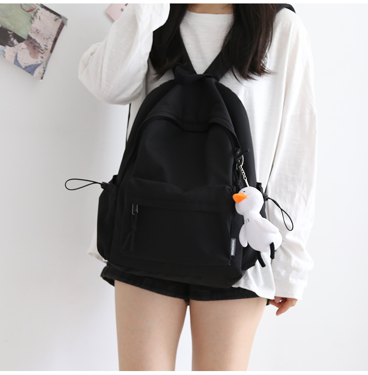 NR森系百搭纯色双肩包男书包女大学生韩版高中背包女双肩大小款详情29