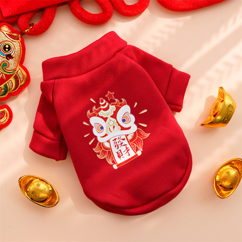 Año nuevo ropa de mascotas otoño invierno más peluche dos pies hoodies para perros ropa de gato teddy suministros fabricantes al por mayor pic 5