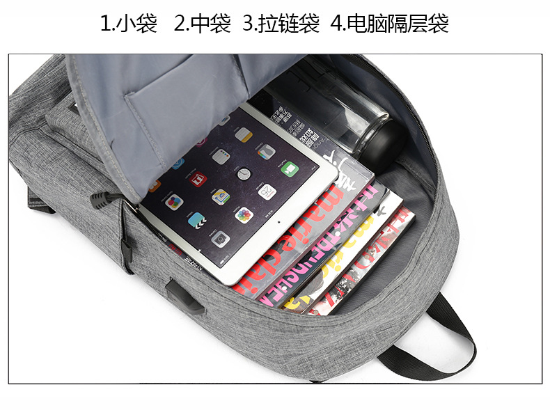 Wholesale of new trendy men's double-back casual Oxford fabric simple Korean-style backpacks with large capacity for middle school students pic 27