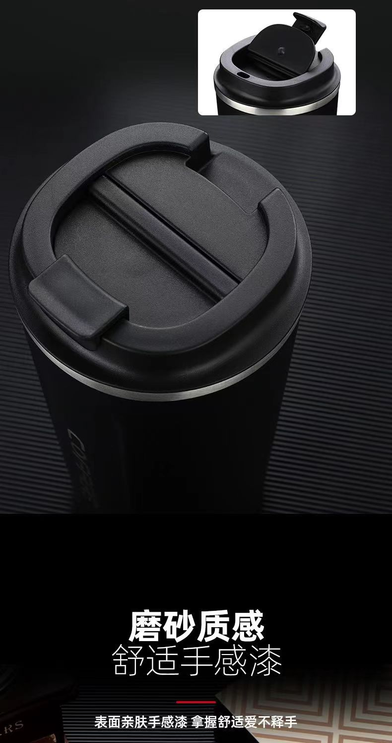 跨境简约不锈钢车载咖啡杯商务便携真空随行杯办公直饮保温杯现货详情11
