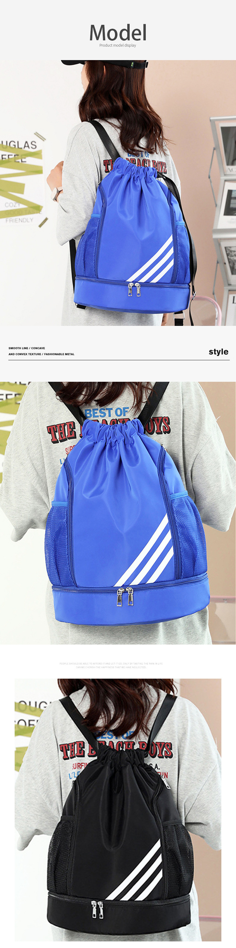 Oxford cloth drawstring bag, drawstring bag, backpack, large capacity sports football bag, basketball bag, outdoor sports hiking bag pic 23