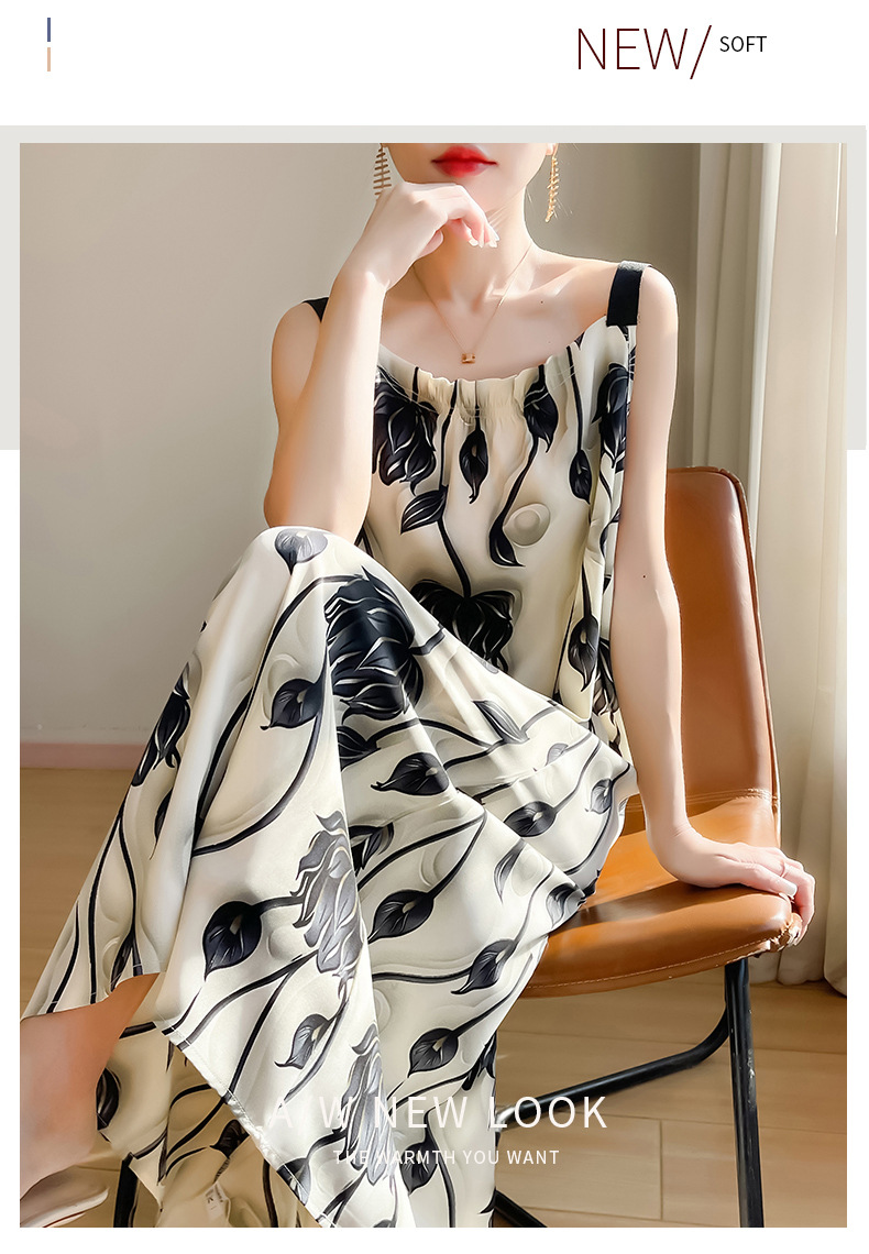 2025夏季新款一字领吊带连衣裙女法式大码遮肉长裙气质女装夏裙子详情34