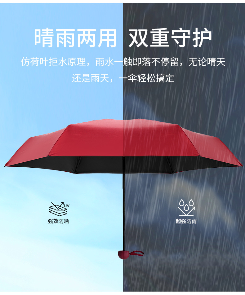 50% off umbrella, sun protection umbrella, mini pocket for women, compact and portable, black vinyl sunshade umbrella, capsule advertising umbrella pic 12