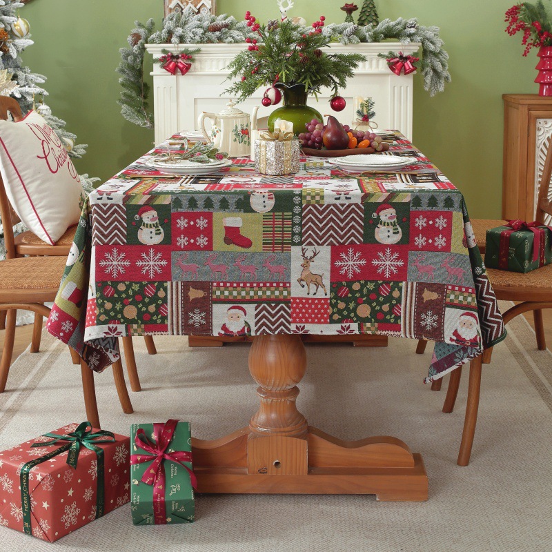 乐轩秀红色新年圣诞节桌布提花加厚轻奢高级氛围感长方形餐桌台布详情15