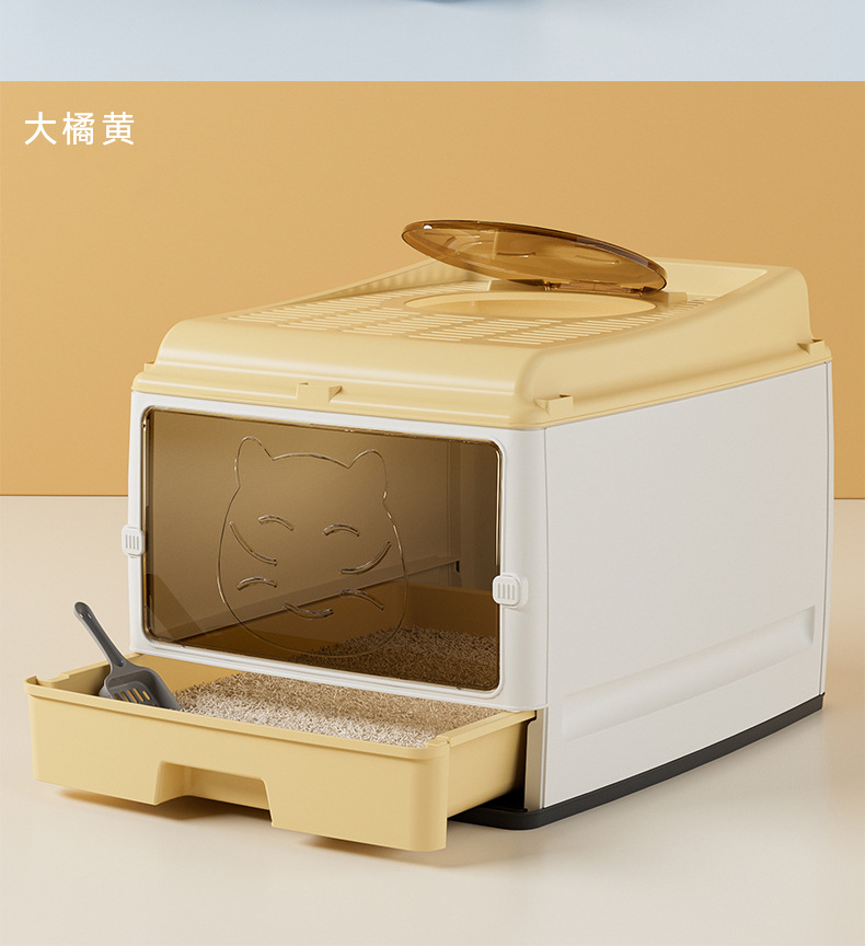 Extra-large fully enclosed cat litter box drawer, double-door upgraded cat toilet, super spacious, worry-free, odor-proof and leak-proof pic 20
