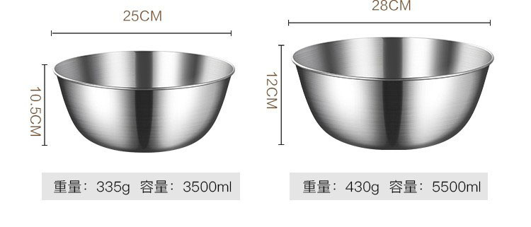 严选百货304料理盆家用洗菜不锈钢盆沥水篮烘焙打蛋盆套装详情22