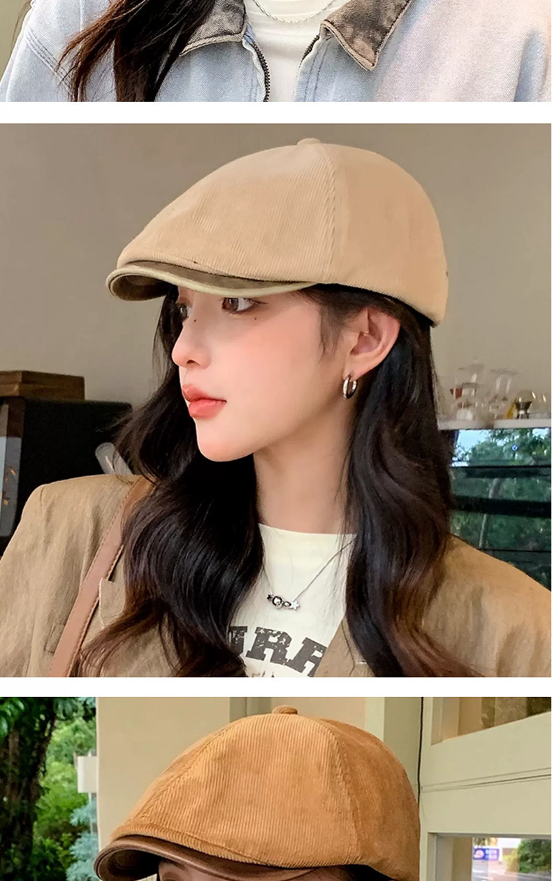 英伦风复古日系前进帽子女春秋季出游百搭显脸小反戴报童画家帽潮详情14