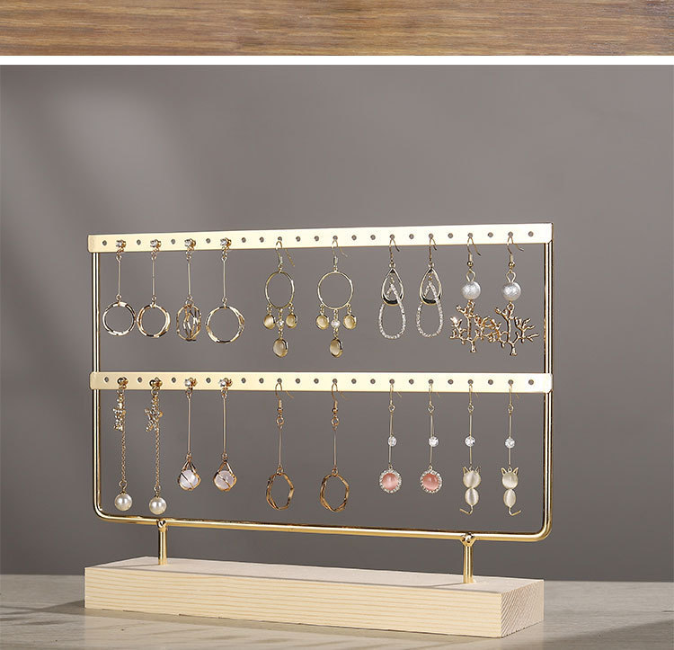 实木铁艺耳环架家用耳饰收纳首饰架挂耳钉卡纸陈列道具饰品展示架详情8