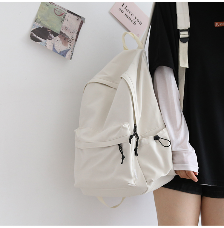 NR森系百搭纯色双肩包男书包女大学生韩版高中背包女双肩大小款详情22