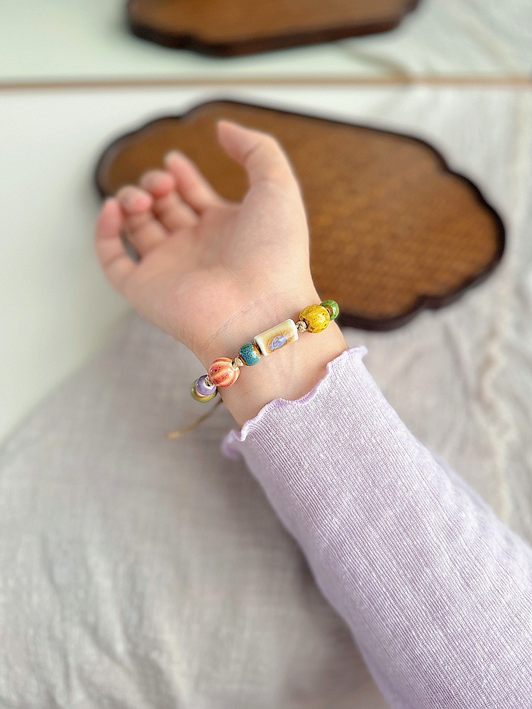 景德镇陶瓷手链民族风女古风编织手绳礼物学生森系文艺新中式饰品详情3