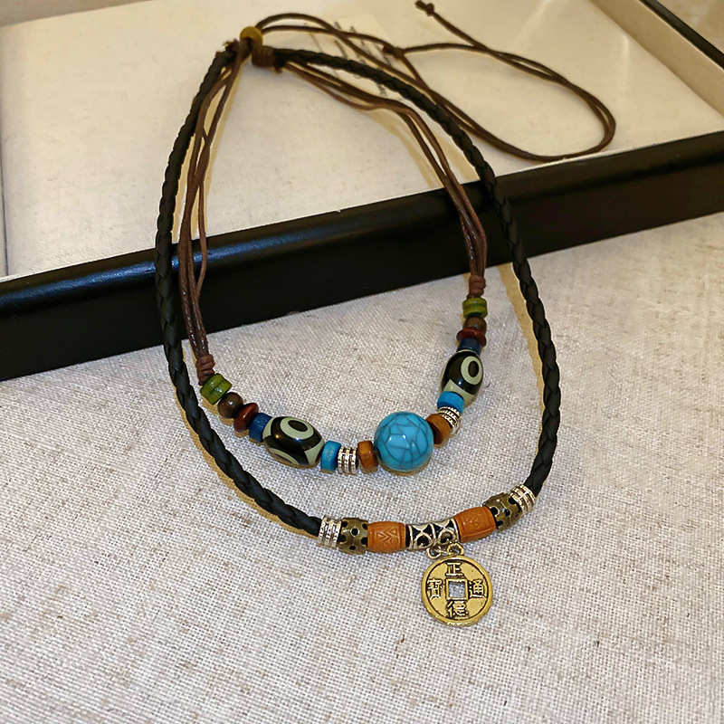 跨境复古民族风吊坠项链网红百搭高级感毛衣链小众简约饰品批发女详情8