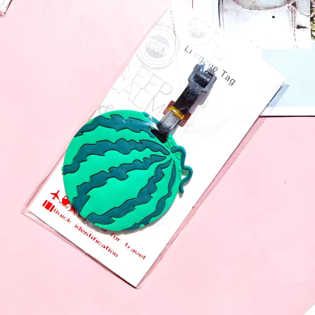 新可爱卡通甜甜圈登机牌水果硅胶旅行行李牌包包挂件防丢托运牌详情6