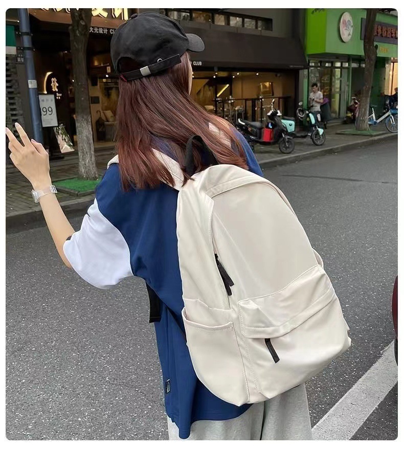 背包女学生百搭ins纯色书包大容量双肩包小学初中高中生大学韩版详情2