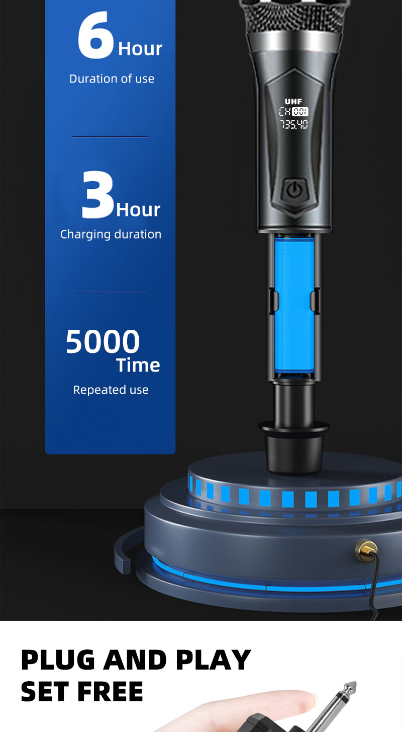 跨境U段无线话筒家庭唱K歌舞台音响KTV大音量专业手持无线麦克风详情7