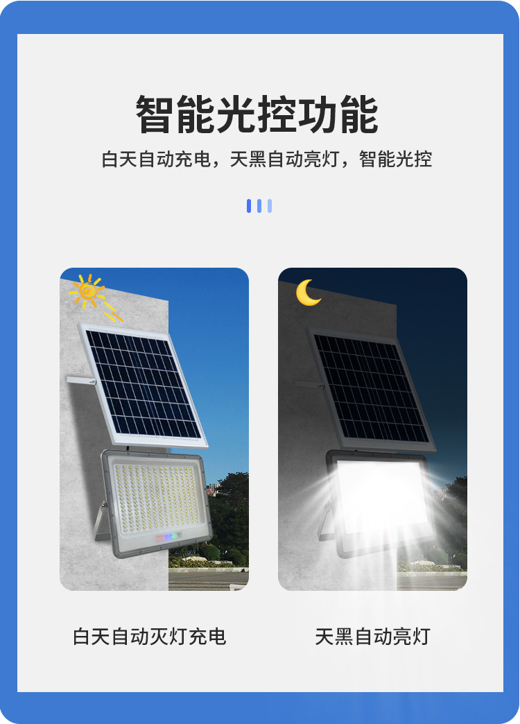 跨境新款分体太阳能庭院灯 户外防水led大功率工程太阳能投光灯详情10