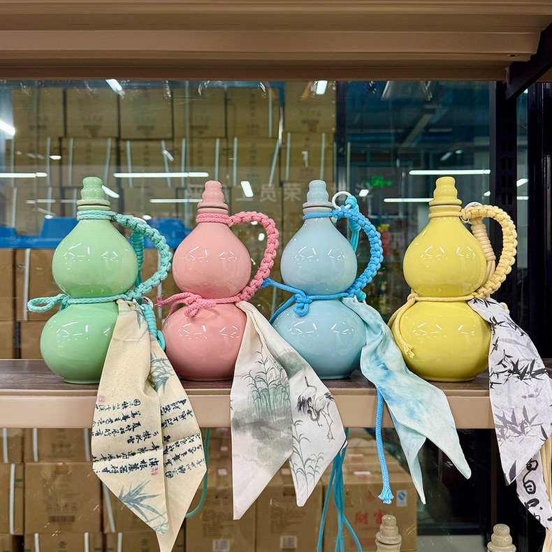 国风茶饮陶瓷葫芦1斤装密封酒壶500ml长安茶壶饮料瓶白酒瓶酒坛详情8