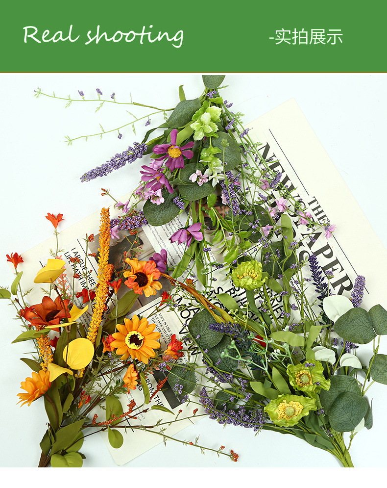 跨境仿真花束爆款装饰摆件植物小雏菊薰衣草仿真花尤加利仿真绿植详情8