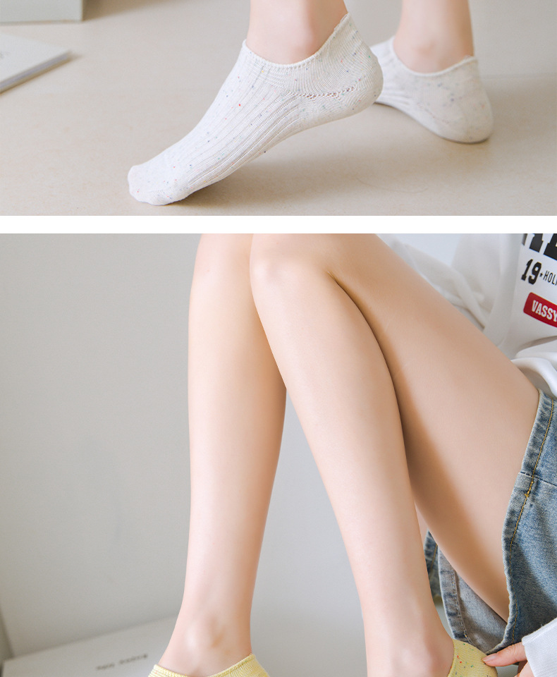 袜子女秋季纯棉双针短袜马卡龙硅胶不掉跟低帮浅口船袜女诸暨袜子详情6