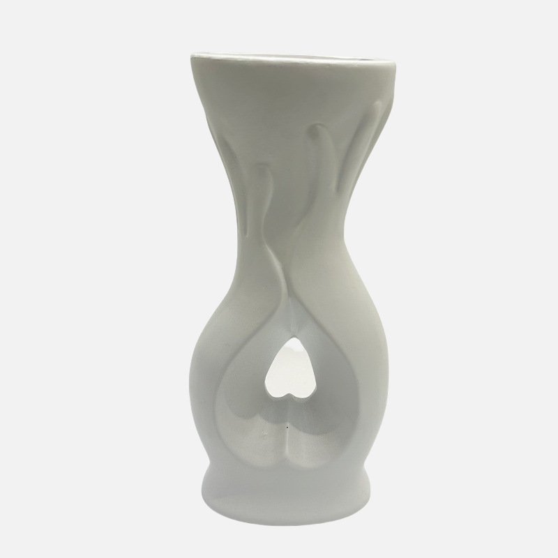 French retro vase, plastic imitation ceramic relief mini vase, ins style, bedroom hydroponic flower arrangement, living room decoration pic 7