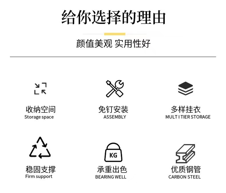 新款六边形阳台卧室多功能晒衣架宿舍省空间加厚稳固落地挂衣帽架详情2
