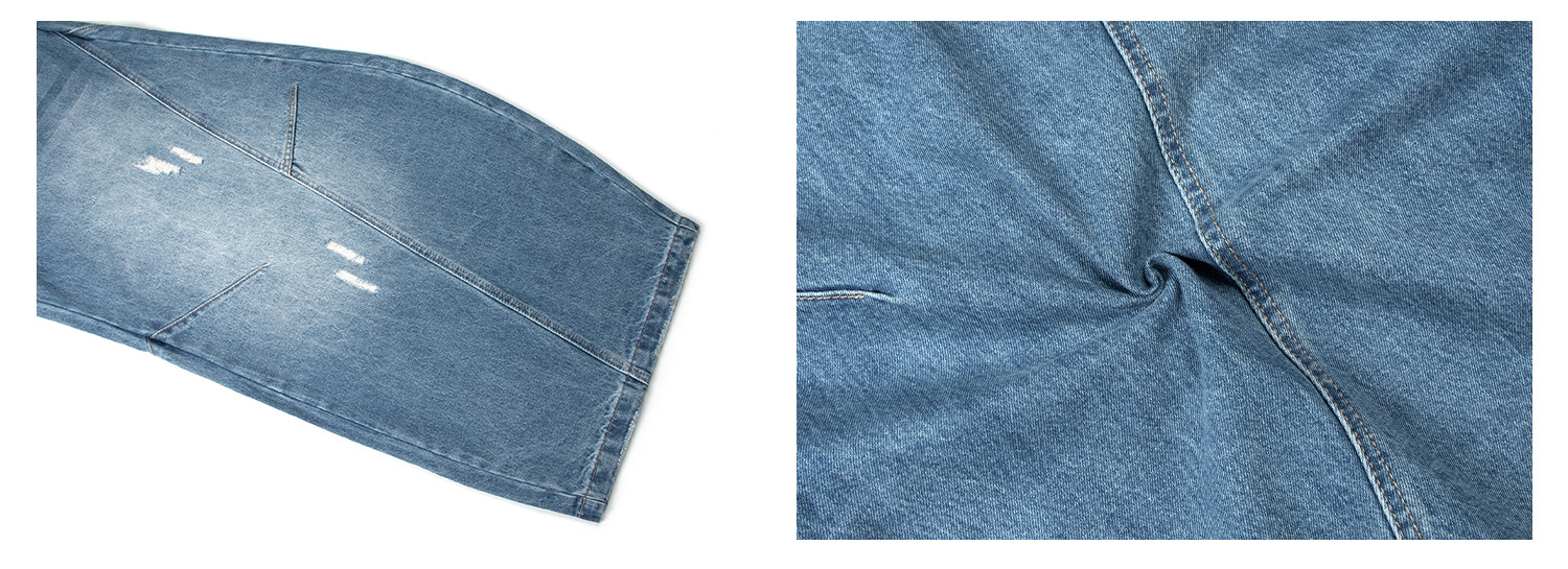 American retro washed distressed cat beard silhouette scythe jeans for men and women, loose floor-length scythe long pants pic 7