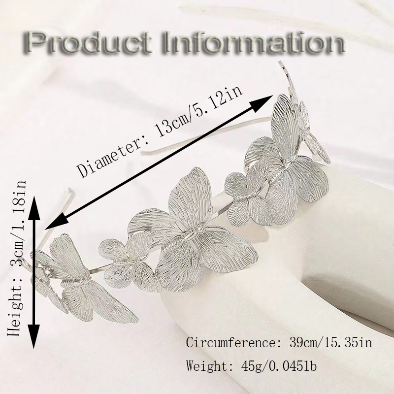 European and American style metal butterfly personalized alloy headband and hair band, versatile headwear, exaggerated headwear and hair accessories for going out for photos pic 17