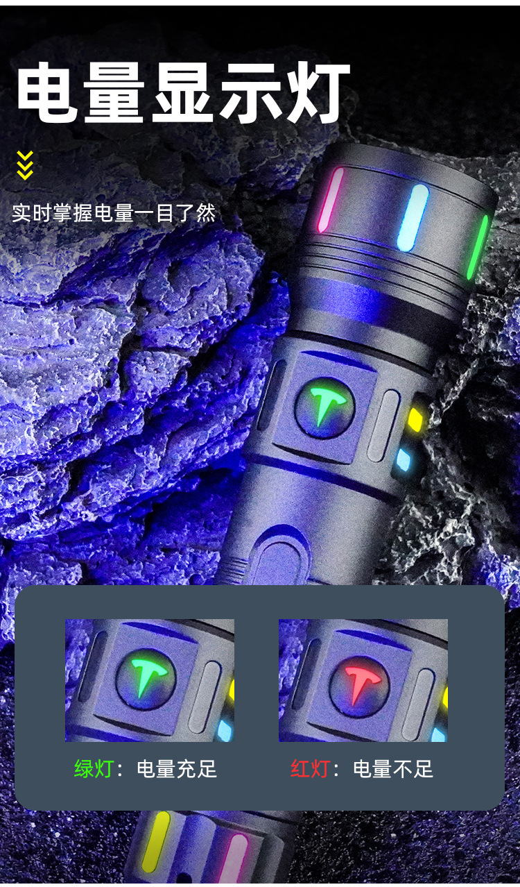 A new cross-border high-intensity led flashlight with charging function, a portable mini white laser flashlight, suitable for outdoor hiking pic 8