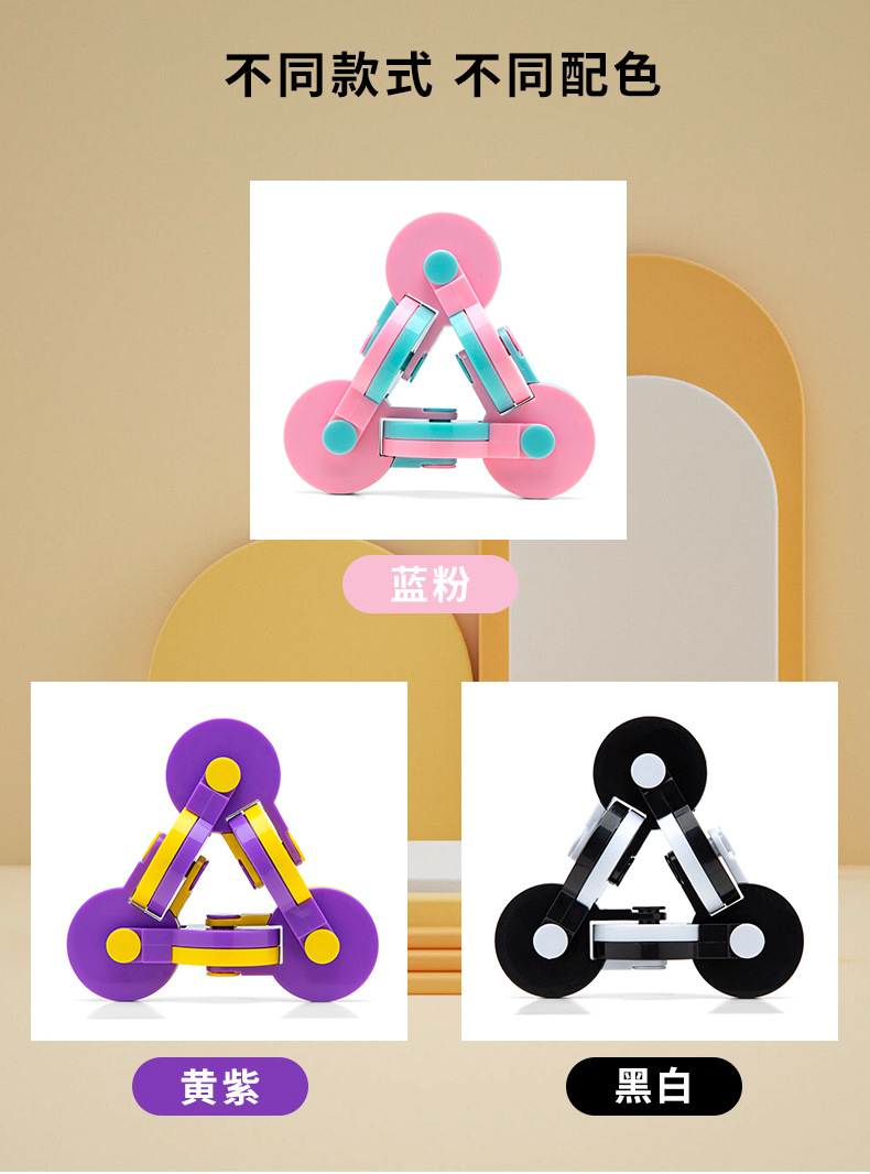 跨境亚马逊360度旋转魔方指尖陀螺创意解压翻转益智思维训练玩具详情6