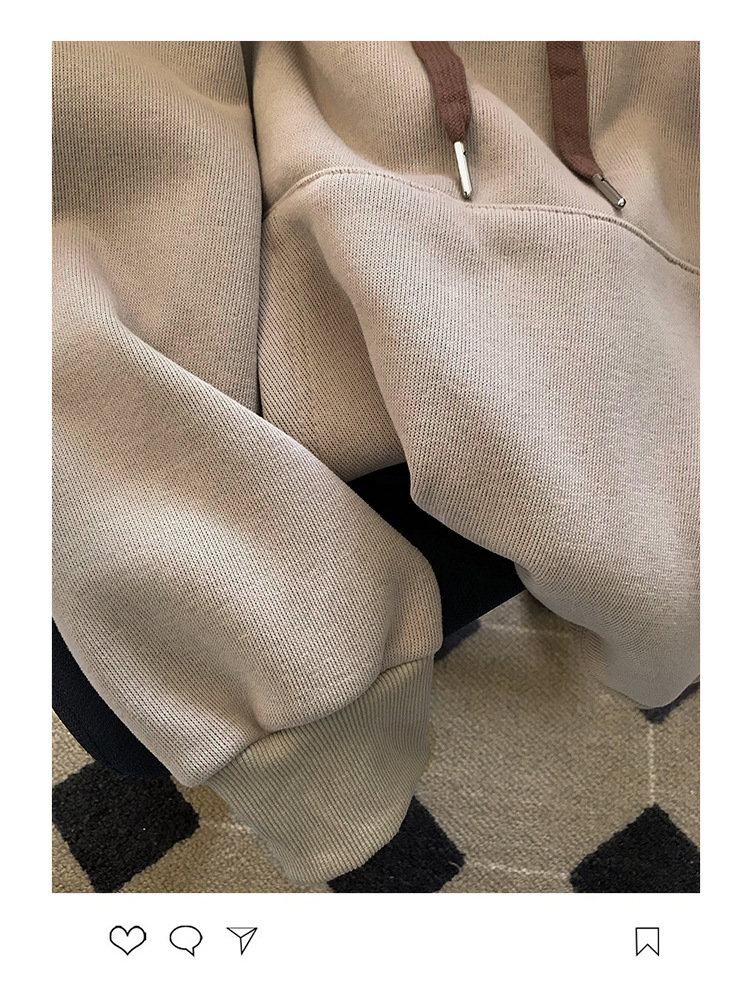 奶系加绒加厚刺绣小熊可爱连帽衫卫衣女秋冬vintage减龄宽松上衣详情9