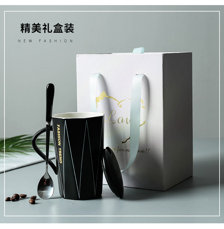 4ah欧式简约个性马克杯大容量带盖勺男女生办公室家用喝水咖啡泡详情11