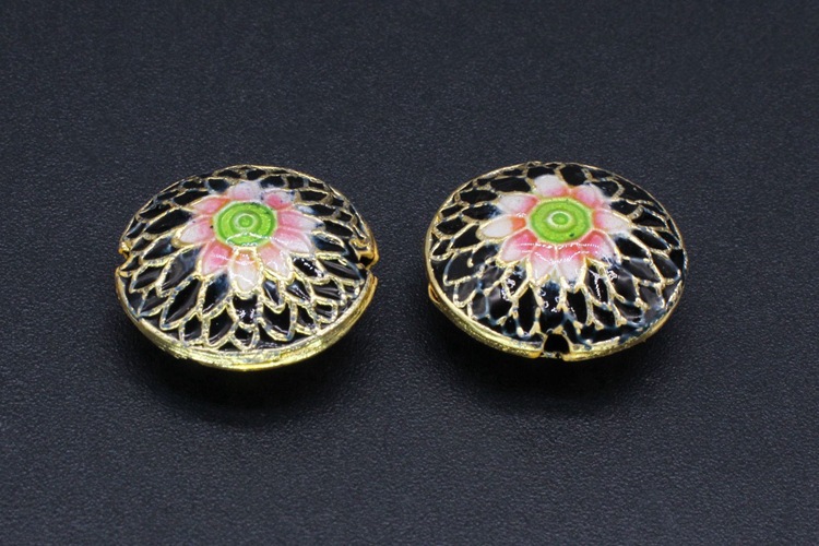 Traditional high-temperature enamel mechanism silver-blue ancient-style jewelry accessory, back cloud partition beads, cloisonne 17mm sunflower beads pic 9