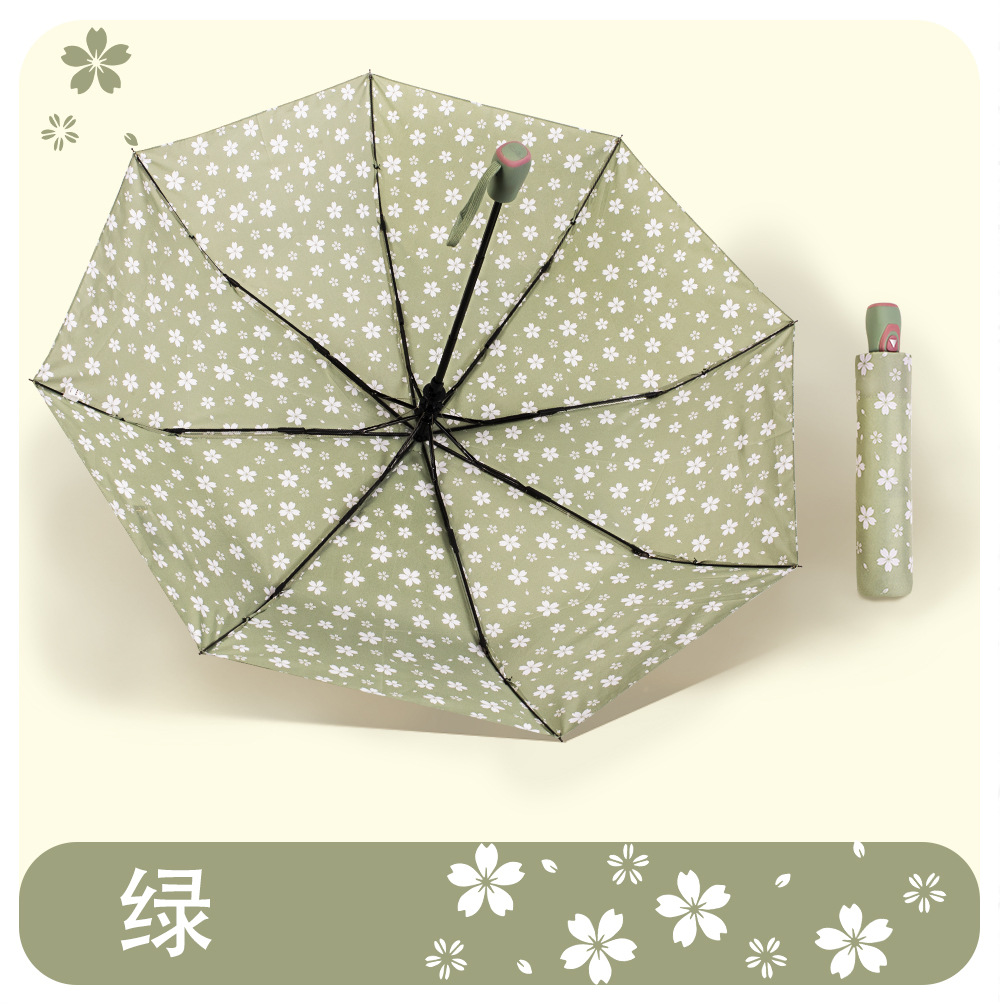 【出欧美】小碎花三折自动伞外贸雨伞彩色图案190T碰击布详情12