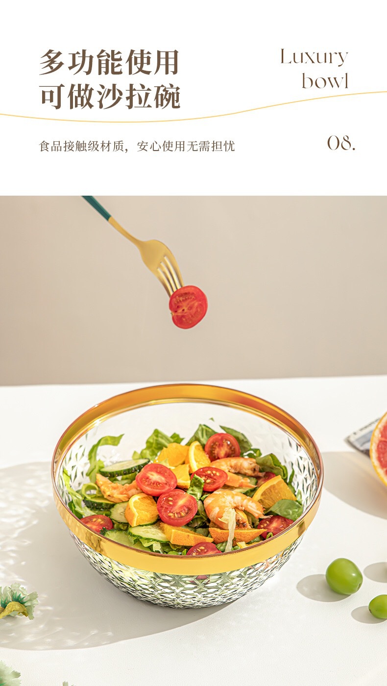 Hot-selling transparent PET gold-embossed fruit platters, cross-border light luxury and high-end feel, home, restaurant dining tables, hotel coffee tables, snacks pic 5