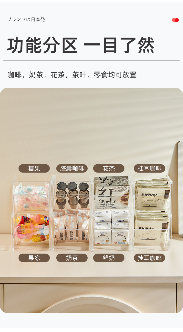 Tea bag storage box, capsule coffee storage rack, tea room shelf, office tea storage box pic 8